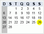 CALENDARIO DE FEVEREIRO